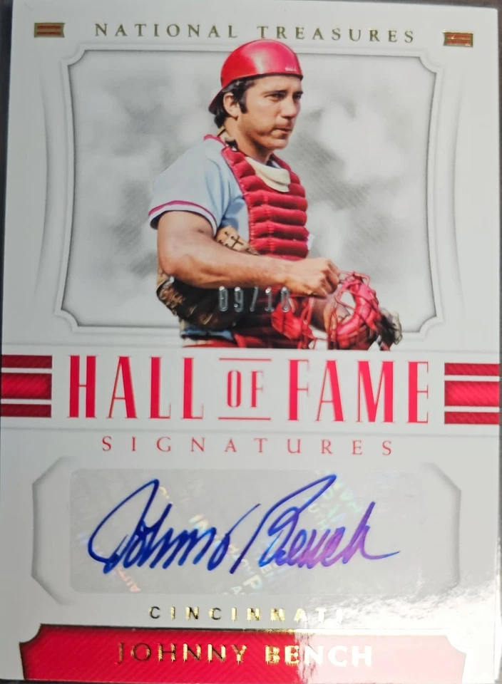 2018 Panini National Treasures Johnny Bench Auto 09/10 #HOF-JB - Image 1 of 1