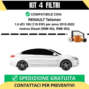 Kit 4 Filtri Tagliando per RENAULT Talisman 1.6 dCi 160 118 kw Diesel 2015-2022 - Imagen 1 de 2