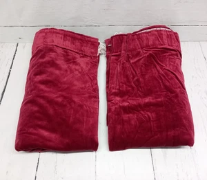 Cotton Velvet Lined Curtains Burgundy Red Vintage 1990s England - 63"W x 53"D - Picture 1 of 16