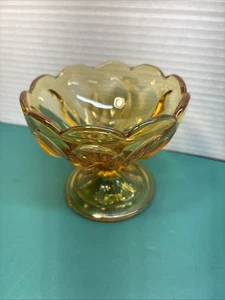 Vintage Orange Marigold Iridescent Flower Band Ribbed Small Bowl 4 Inches - Picture 1 of 10