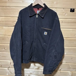 Vintage Carhartt Jacket Men’s 6QLJ Black Detroit Canvas Red Quilt USA Size XL - Picture 1 of 14