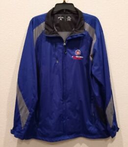 Chicago Cubs Full Zip-Up Jacket Antigua Mens Size 2XL Royal Blue Gray