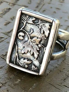 Silpada Ring Sterlingsilber floral Blattranke rechteckig Größe 8,25 R1839 RAR - Bild 1 von 12