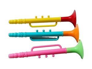 6x Novelty Plastic Kids Musical Trumpet Shape Pen Stationery Gift Party Bag Toys