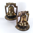 Vintage 1974 "Liberty Bell" Bookends Antique Brass Bookshelf Library Scc Stamp
