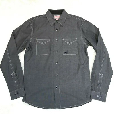 CAMISA STAPLE PIGEON GRIS CARBÓN L/S ABOTONADA "NUEVA SIN ETIQUETAS" GRAPA PALOMA NYC Foto 1 de 3