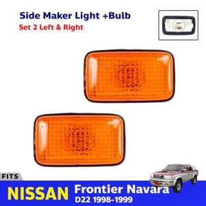 Pair Side Marker Light Orange Lens Rectangle Fits Nissan Frontier 1998-99 E06 - Picture 1 of 5