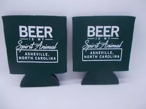 Lote de 2 Beer is My Spirit Animal Asheville, Carolina del Norte Can Coozie Koozie - Imagen 1 de 4