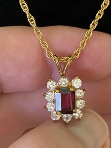 Collar granate 1,70 ct. wt. con cadena CZ 20” - Imagen 1 de 10