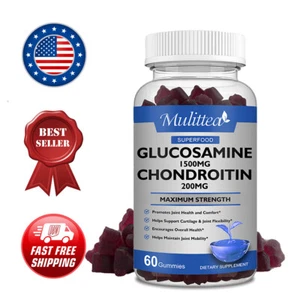 Glucosamine Chondroitin Gummy 1500mg With Hyaluronic Acid Joint Mobility Support - Picture 1 of 8