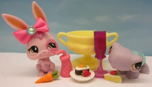LITTLEST PET SHOP RARE #907 908 PINK PURPLE BUNNY & TURTLE EXCLUSIVE COMPLETE + - Picture 1 of 11