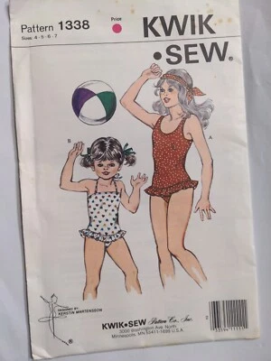 Kwik Sew Pattern 1338, Swimsuits in 2 Styles, Child 4 - 7,  Uncut - Image 1 of 3