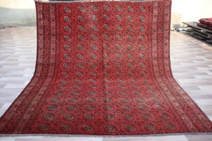 5x5 Vintage Afghan Turkoman Teppich Rot Tekke Gul Design Tribal Wollteppich. - Bild 1 von 10