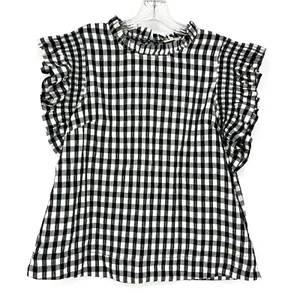 Blusa Jodifl Negra Blanca Guinga Manga Corta Volantes Informal Talla Grande Negocios - Imagen 1 de 6