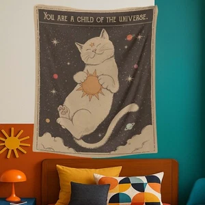 Cosmic Cat Tapestry, Boho Wall Hanging, Spiritual Cat Art, Galaxy Cat Decor - Bild 1 von 10