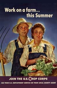WPA War Propaganda Work On A Farm This Summer Join US Crop Corp Poster 12x18