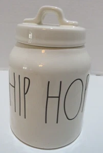 RAE DUNN NEW "HIP HOP" CERAMIC CANISTER W/LID WHITE 7" - Picture 1 of 6