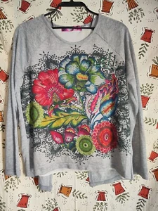 Desigual womens floral longsleeved top t-shirt size M - Picture 1 of 10