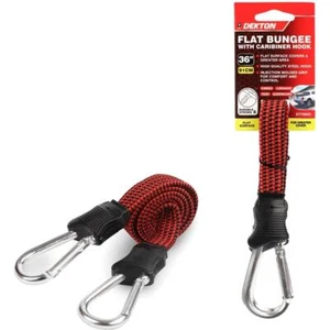 Dekton 36" Flat Bungee Cord with Carabiner Hook Clip 10mm Elastic Tie Down - Picture 1 of 3