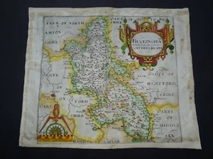 Antique Map of Buckinghamshire by Christopher Saxton and William Hole 1637 - Picture 1 of 6