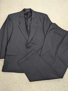 Pierre Cardin Suit Men 44R 36x29 Gray Pinstripe Wool Vintage 2 Piece Vintage USA - Picture 1 of 23