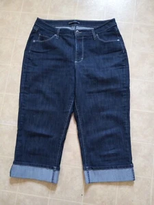 Pantalones de mezclilla para mujer Riders by Lee elásticos recortados adelgazantes azul lavado oscuro talla 16M nuevos sin etiquetas - Imagen 1 de 3