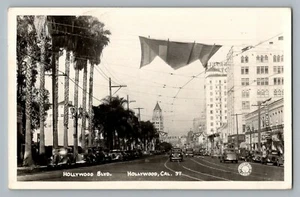 Hollywood Kalifornien CA Hollywood Blvd Echt Foto Postkarte RPPC 1930-50 - Bild 1 von 2