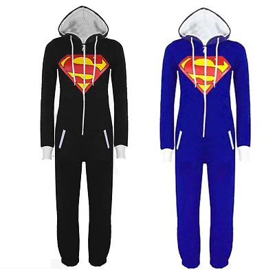 Unisex Herren und Damen Damen Superman Print 1Onesie Jump Suit Kapuze  - Bild 1 von 4