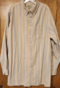 Sonoma Button Up Shirt Men's 2XLT Tall Long Sleeve Maroon Casual Striped Tan - Picture 1 of 6