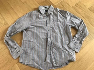 Mens Blue Harbour brown blue stripe long sleeve shirt size medium - Picture 1 of 5