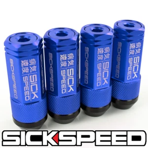 SICKSPEED 4PC BLUE CAPPED ALUMINUM 50MM 3 PC LUG NUTS 10X1.25 UTV N33 - Picture 1 of 1