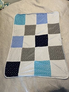 Just Born Baby -Blues/Gray Star And Dot Baby Blanket With Satin Trim - Picture 1 of 6