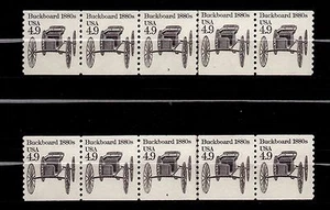 UNITED STATES, SCOTT # 2124, SET OF 2 STRIPS OF 5 PNC # 3 & 4 BUCKBOARD 1880s - Picture 1 of 3