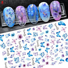 Flowers Butterfly Manicure Art 3D Nail Decals New Nail Sticker Nail Foils Decor}