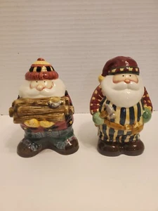 SAKURA WOODLAND SANTA SALT & PEPPER SHAKERS DEBBIE MUMM CABIN COTTAGE VIBE - Picture 1 of 5