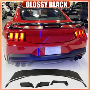 For Ford Mustang GT Dark Horse 2024UP GLOSSY BLACK Rear Trunk Lip Spoiler Wing - Picture 1 of 14