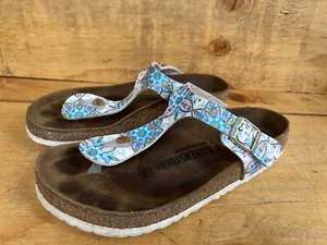 Birkenstock GIZEH Boho Flowers White Sandal Regular Size US 8-8.5/ EU 39 - Picture 1 of 12