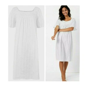 Ladies ex M S White Cotton Nightdress Womens Nightie Embroidered Cool New Size - Picture 1 of 3