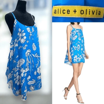 ALICE + OLIVIA 100% Silk Ladybug Garden Floral Mini Dress Size M - Image 1 of 4