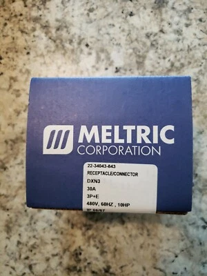 New Meltric 22-34043-843 Receptacle DXN3 480V 30A 3P+E - Image 1 of 2