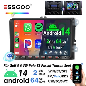 Android14 Autoradio Navi USB 64G GPS Wifi für VW Passat Touran Golf Tiguan Caddy - Bild 1 von 17