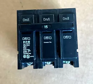 Eaton BR315 3 Pole Circuit Breaker - Black 120/240Volt 15 Amp - Picture 1 of 4