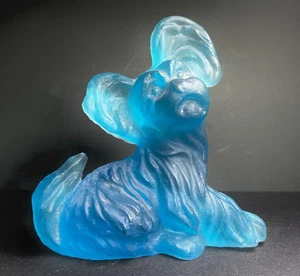 Vintage blaue Glas Hund Kunst Glas Figur * kleiner Hund * Hunde * große Ohren * süß * - Bild 1 von 11