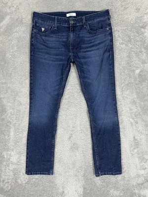 Pantalones de mezclilla Guess para hombre 34x30* azul elástico lavado medio clásicos 5 bolsillos cremallera mosca Foto 1 de 4