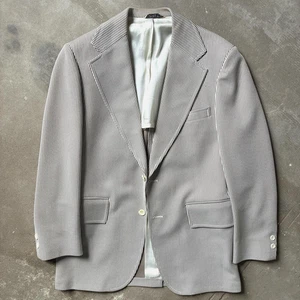 70's Vintage Palm Beach Brown White Striped Poly Blazer Sport Coat 42 - Picture 1 of 6