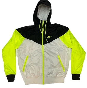 Rare Nike Windrunner Jacket Windbreaker Nylon Glanz Black White Yellow Sz Small - Picture 1 of 6