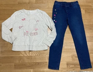 Mädchen Gap & Gymboree Outfit Größe 8 - Haferflocken "Be Kind" Sweatshirt mit Jeans EUC - Bild 1 von 8