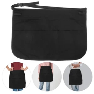 Multi-pocket Working Apron Bistro Black Aprons with Chest Pockets - Picture 1 of 12