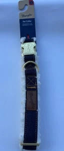 Wrangler Dog Collar Sherpa And Denim Dog Collar With Metal Buckle Size Large - Picture 1 of 6