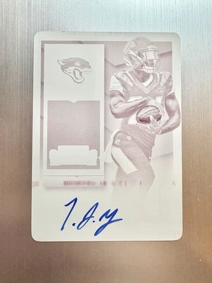T.J. Yeldon 2015 Panini Contenders Rookie Auto Magenta Printing Plate #’d 1/1 Rc - Image 1 of 2